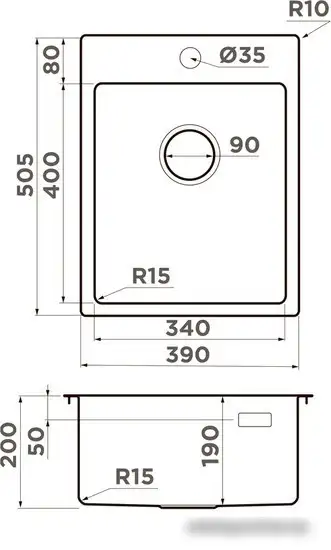Кухонная мойка Omoikiri Amadare 39-IN (нержавеющая сталь) - фото товара