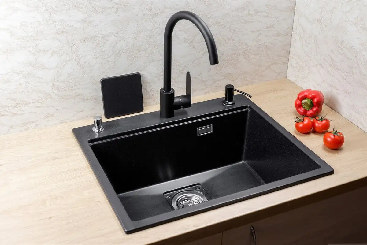 Кухонная мойка Marblan Comfort 60 (оникс, с сифоном и колландером) - фото товара