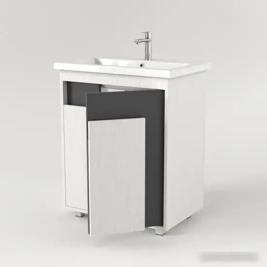 Дабер Тумба под умывальник 015 Тобага/Эридан/Артвин 60 Т15.6Т.0.20 (белый древесный/серый) – фото товара