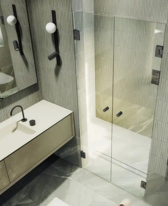 Душевая дверь MaybahGlass 195x101 MGD-464-6 (прозрачное стекло/черный) - фото товара