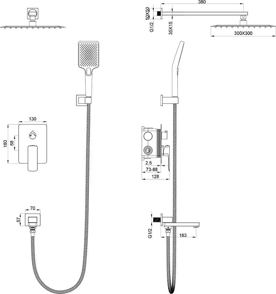Душевой гарнитур Oliveeka 939003 (золотой) - фото товара