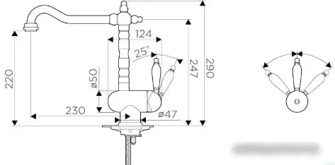 Смеситель Omoikiri Kyoto OKY-AB-35 (античная латунь) - фото товара