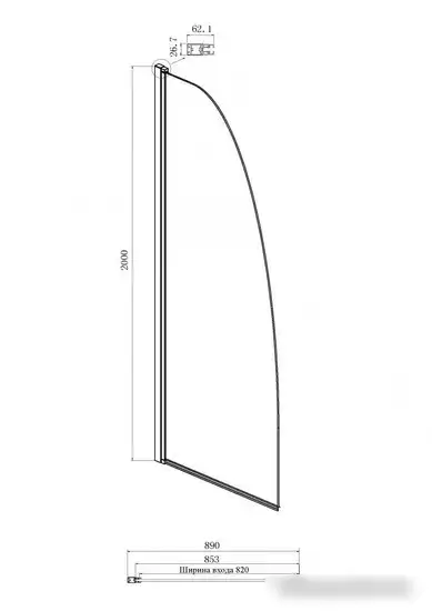 Душевая стенка Ambassador Walk-In 90x200 15031131 - фото товара