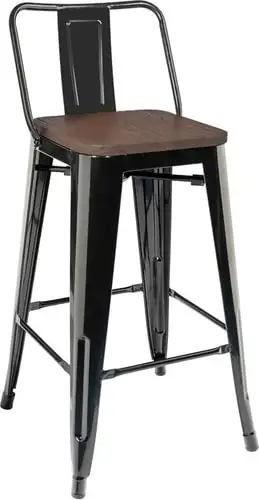 Стул Tolix Soft (черный глянцевый/темное дерево) – изображение в каталоге