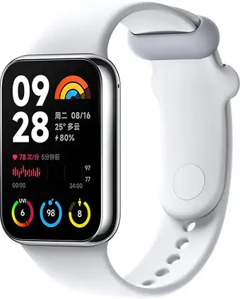 Фитнес-браслет Xiaomi Smart Band 8 Pro M2333B1 без NFC (серебристый, с белым силиконовым ремешком, международная версия)
