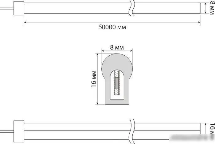 Гибкий неон Uniel ULS-N21-2835-120LED/m-8mm-IP67-220V-8W/m-50M-YELLOW – фото товара