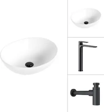 Умывальник Lauter 21652 + Reef 21CK8678BS с сифоном 21635B (черный матовый) - изображение в каталоге