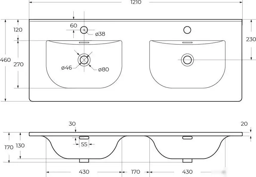 Умывальник Cezares CZR-8099-120-2 - фото товара