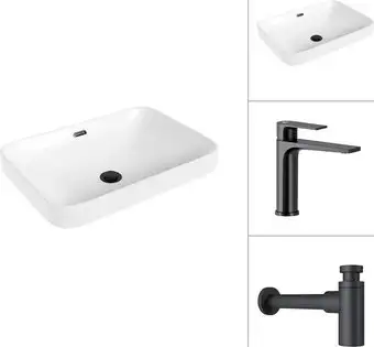 Умывальник Lauter 21441A + Reef 21CK678BS с сифоном 21635B (черный матовый) - изображение в каталоге