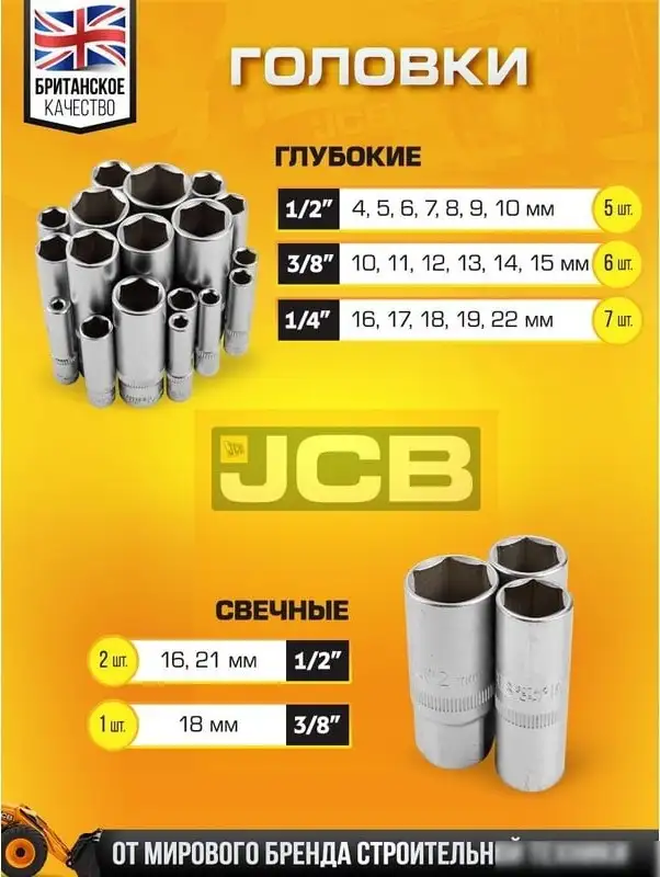 Набор трещотка с головками и битами JCB JCB-38841 (216 предметов) – фото товара