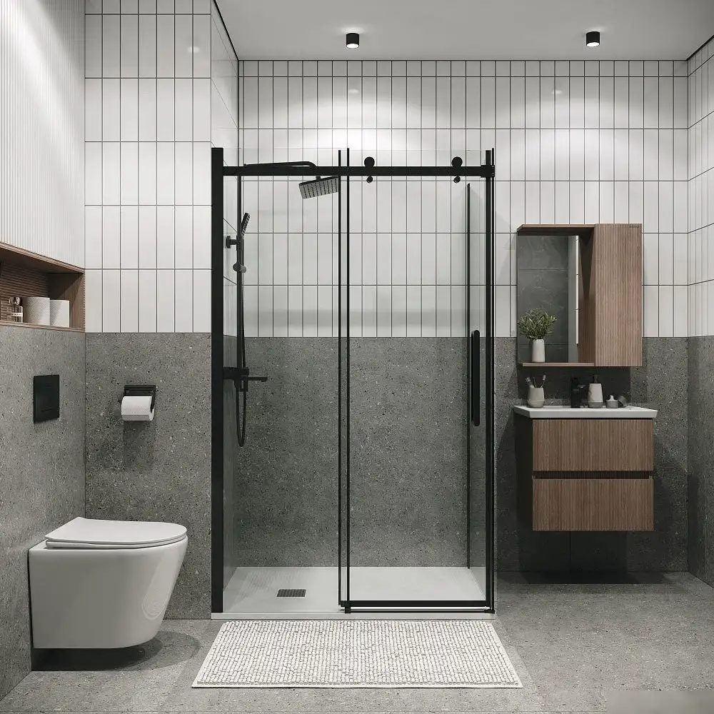 Душевой уголок Grossman Classic 110x80x195 120.K33.04.1180.21.00 (черный матовый/стекло прозрачное) - фото товара