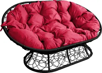 Садовый диван M-Group Мамасан 12110406 (черный ротанг/красная подушка) – изображение в каталоге