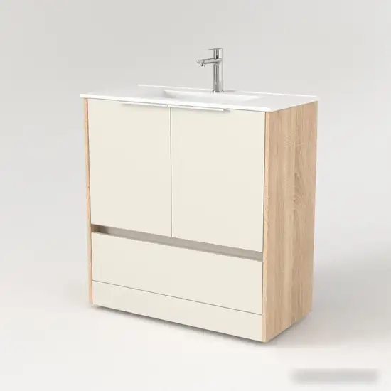 Дабер Тумба под умывальник 017 WeltWasser Deilbach 7517-80 Т17.8W.0.18Б (бежевый/дуб бардолино/ручка белая) – фото товара