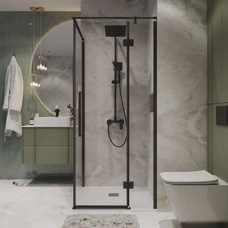 Душевой уголок Niagara NG-6832-34BLACK 100x100x195 (черный матовый/прозрачное стекло) - фото товара