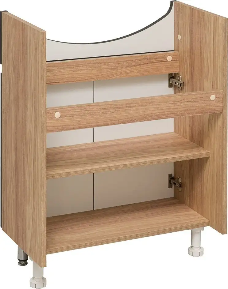 Runo Тумба с умывальником Runo Лада 60 + Уют 60 (напольная, дуб/графит) – фото товара