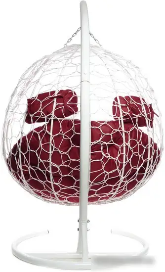 Подвесное кресло M-Group Для двоих 11450102 (белый ротанг/бордовая подушка) – фото товара