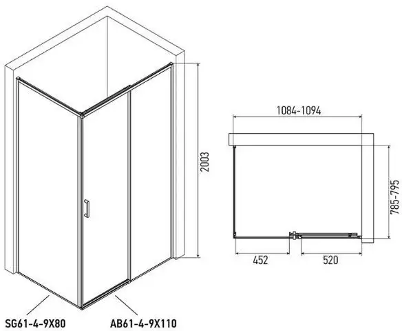 Душевая стенка Alex Baitler SG64B80 80x200 - фото товара