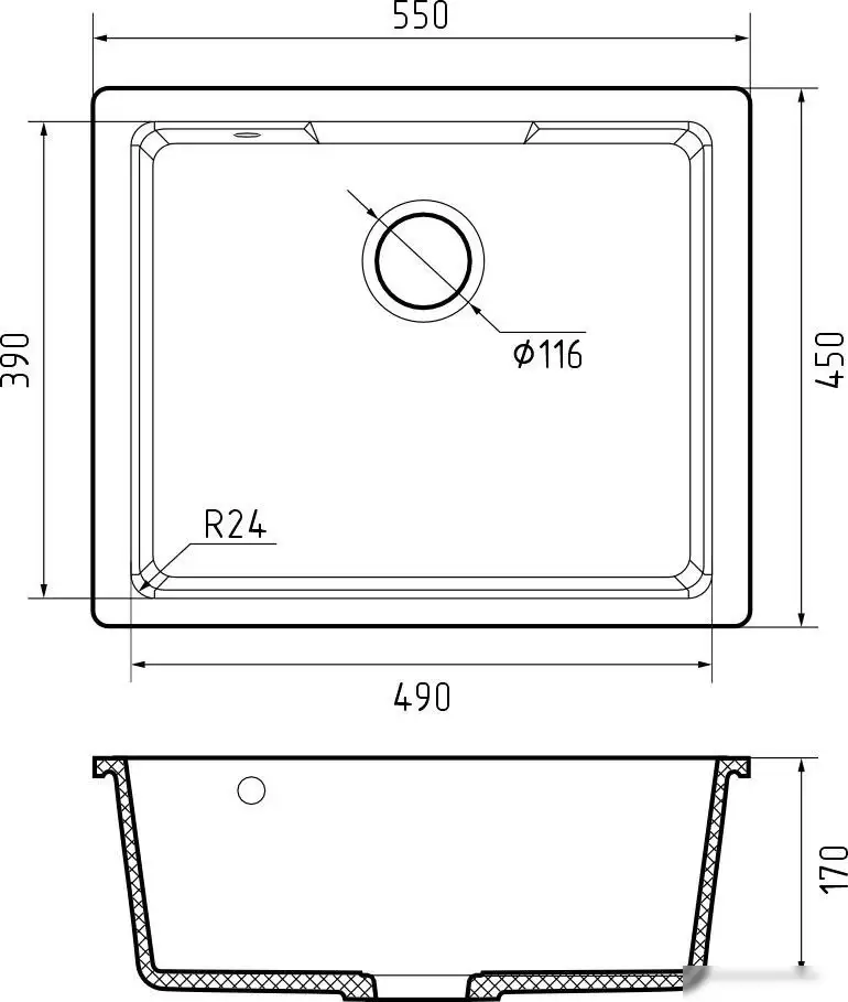 Кухонная мойка GranFest GF-Urban-4555 (темно-серый) - фото товара