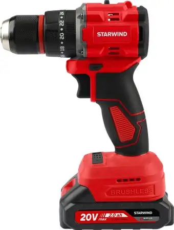 Ударная дрель-шуруповерт StarWind CDB20-2.0/2HS1 (с 2-мя АКБ, кейс) – изображение в каталоге