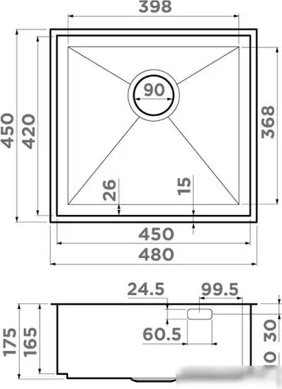 Кухонная мойка Omoikiri Kasen 48-26 INT GM (вороненая сталь) - фото товара