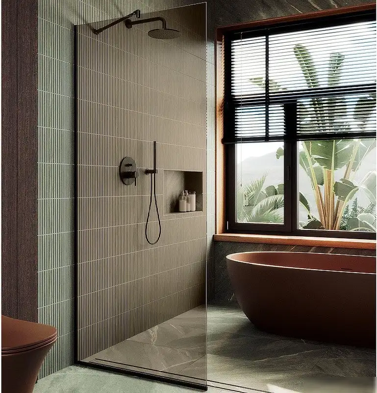 Душевая стенка MaybahGlass 119x195 MGD-684-6у (бронзовое стекло/черный) - фото товара