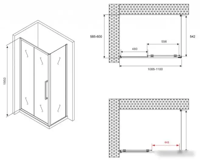 Душевой уголок Abber Schwarzer Diamant AG30110MH-S60M - фото товара