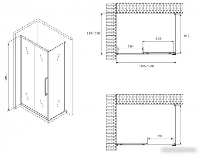Душевой уголок Abber Schwarzer Diamant AG30120H-S100 - фото товара