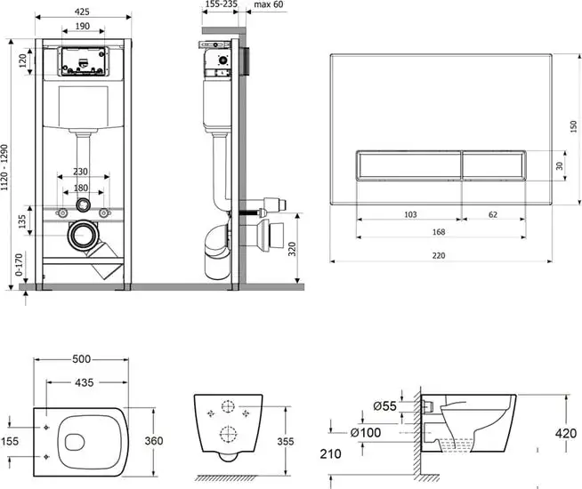 Унитаз Lavinia Boho Relfix Aveo Rimless 7 в 1 75110262 (черный/белый стекло) - фото товара