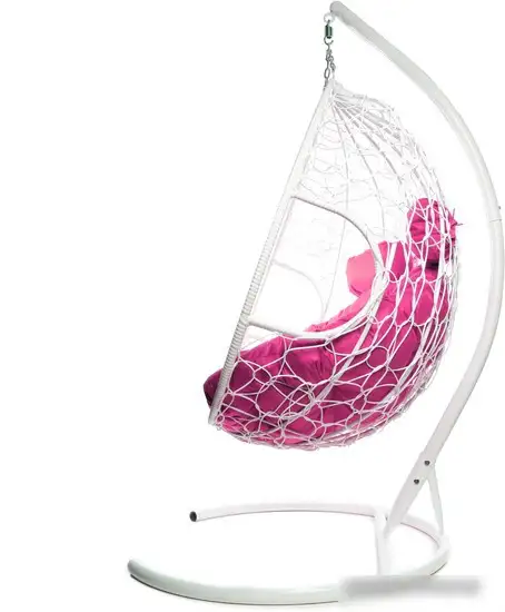 Подвесное кресло M-Group Для двоих 11450108 (белый ротанг/розовая подушка) – фото товара