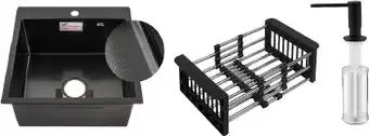 Кухонная мойка Schtoff Best Decor Black 4550 + коландер KR-1 BLACK + дозатор SD-1 BLACK, комплект - изображение в каталоге
