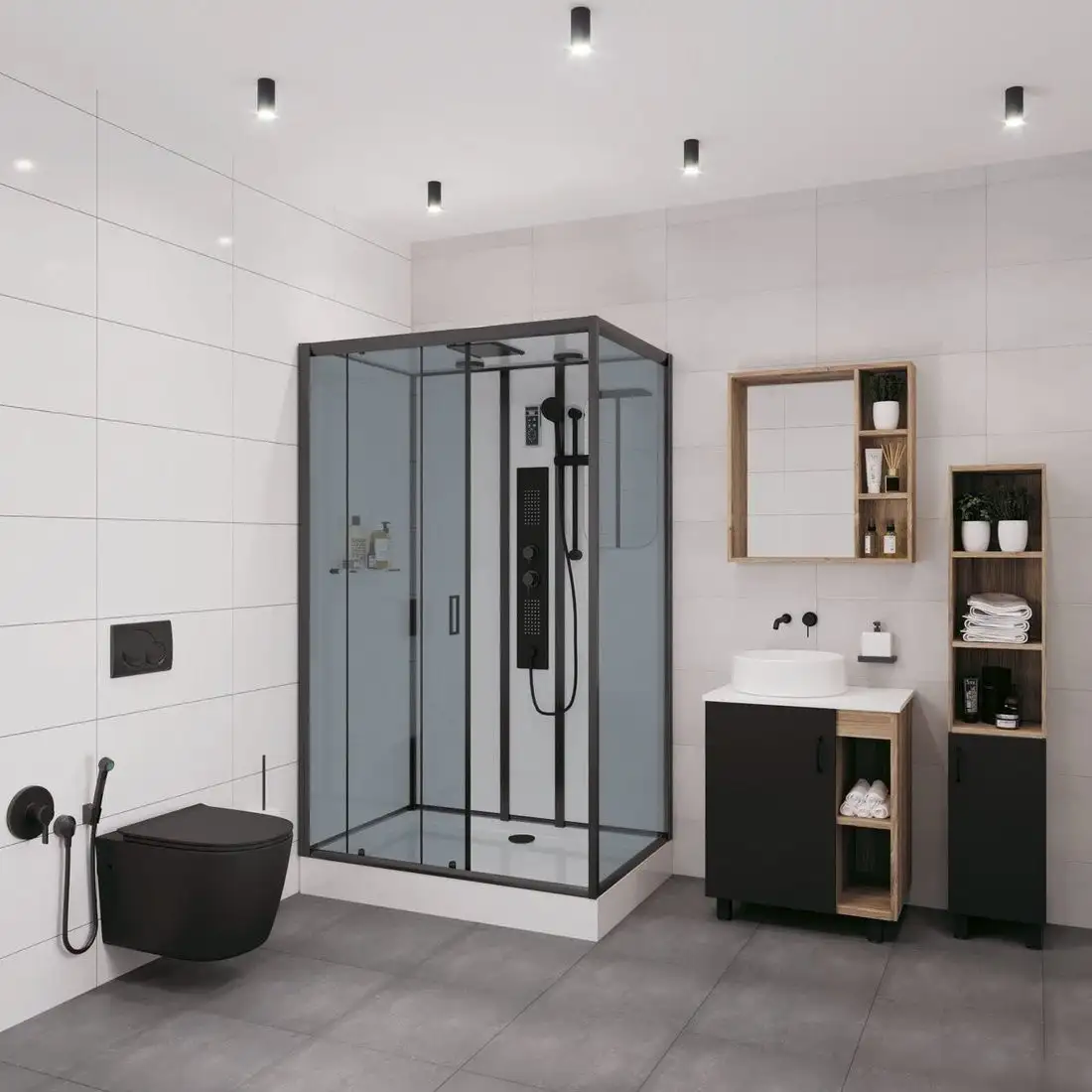 Душевая кабина Niagara NG-6912-01GQL BLACK 120x80x210 (тонированное стекло) - фото товара