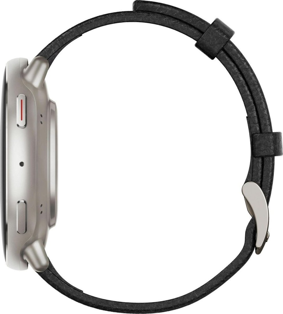 Умные часы Amazfit Active 2 Premium (серебристый, с черным кожаным ремешком) – фото товара