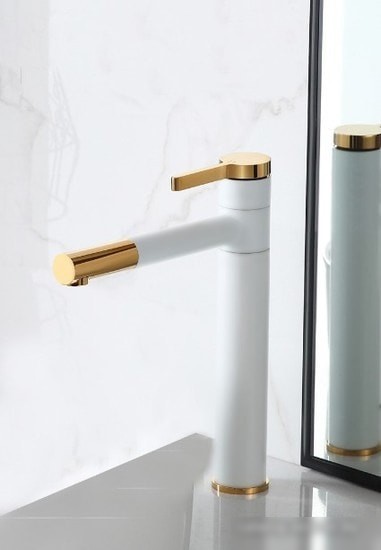 Смеситель Rea Smart REA-B8400 (белый/золотой) - фото товара