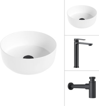 Умывальник Lauter 21499-31 + Moon 21СК8691BS с сифоном 21635B (черный матовый) - изображение в каталоге
