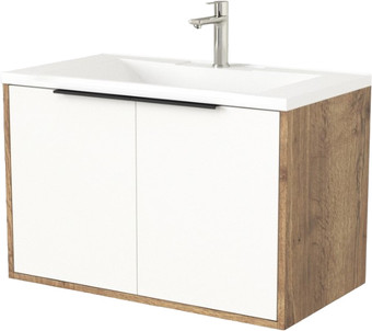 Дабер Тумба под умывальник 018 Andrea Elen 80 Т18.8А.0.21Ч (дуб галифакс/белый/ручка черная) – изображение в каталоге