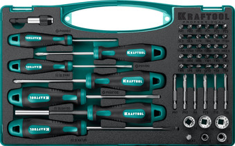 Набор отвертка с битами и головками KRAFTOOL 25815 (50 предметов) – изображение в каталоге