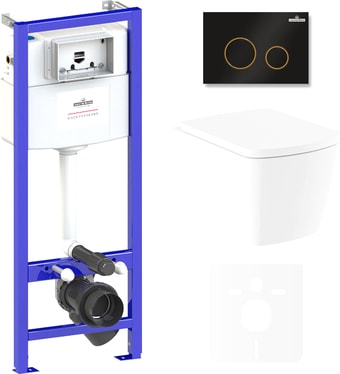 Унитаз Lavinia Boho Relfix Aveo Rimless 6 в 1 75110250 (черный/золотистый пластик) - изображение в каталоге