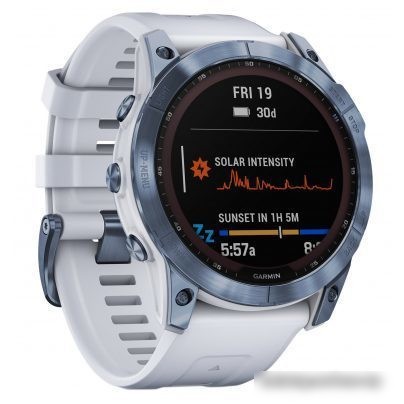 Умные часы Garmin Fenix 7X Sapphire Solar 51 мм (голубой минерал/белый камень) – фото товара