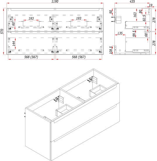 ЗОВ Тумба с умывальником Дион 120 D120LHO0M7015MKV5-OL120 (графит матовый/дуб) – фото товара