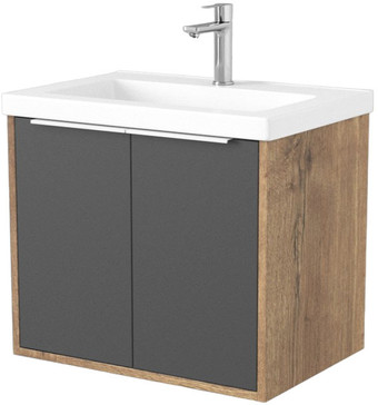 Дабер Тумба под умывальник 018 Тобага/Эридан/Артвин 60 Т18.6Т.0.22Б (дуб галифакс/серый/ручка белая) – изображение в каталоге