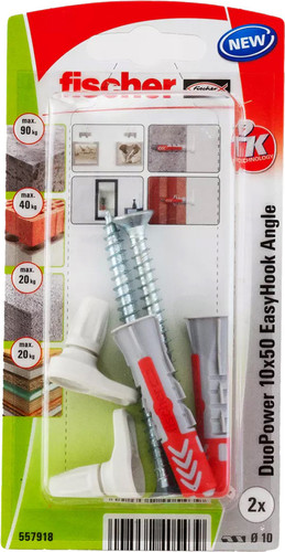 Дюбель-костыль Fischer EasyHook Angle DuoPower 10x50 K NV 557918 (2 шт) – изображение в каталоге