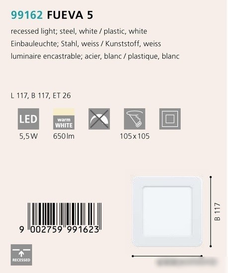 Точечный светильник Eglo Fueva 5 99162 – фото товара