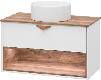Brevita Тумба под умывальник Bergen 90 BER-07090-19-01-1Я (белый/темное дерево) – изображение в каталоге