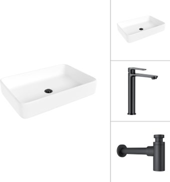 Умывальник Lauter 21842 + Moon 21СК8691BS с сифоном 21635B (черный матовый) - изображение в каталоге