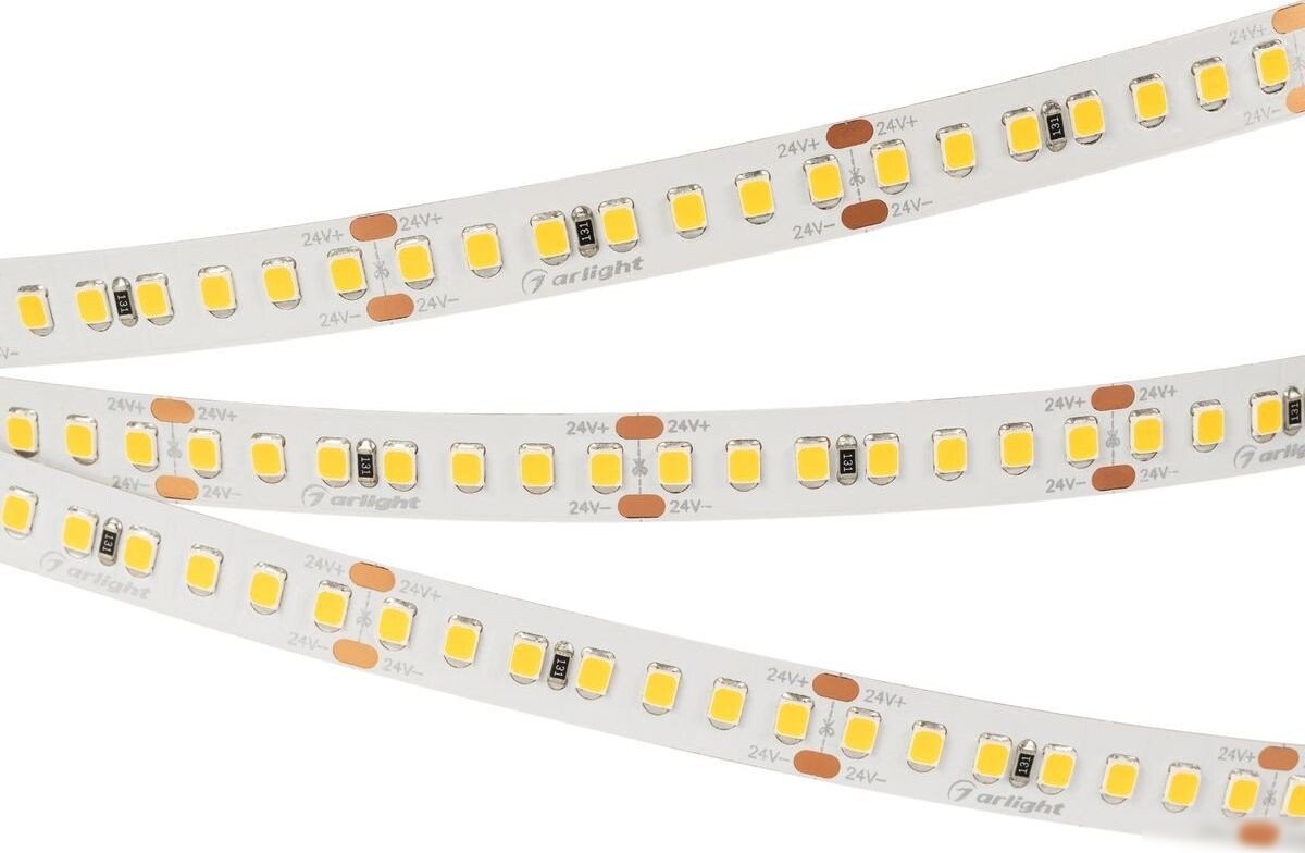 Светодиодная лента Arlight 17W/m 168Led/m 2835SMD теплый белый 5M UL-A168-10mm 24V Warm3000 042326 – фото товара