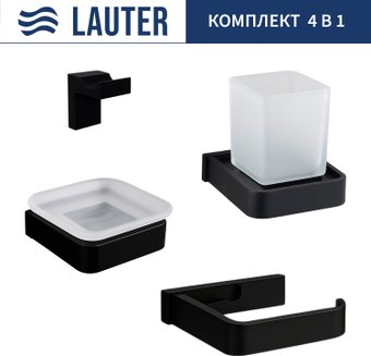 Набор аксессуаров для ванной Lauter 21SH7062 + 21SH7052 + 21SH7092 + 21SH7102 (Matt Black, 4 предмета) – изображение в каталоге