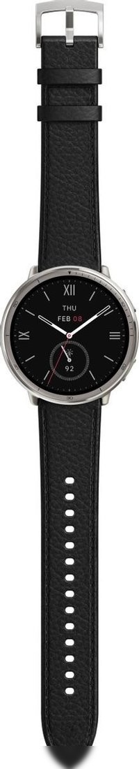 Умные часы Amazfit Active 2 Premium (серебристый, с черным кожаным ремешком) – фото товара