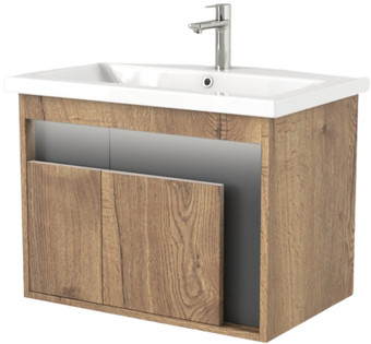 Дабер Тумба под умывальник 016 60 Т16.6.0.22_light (с подсветкой, дуб галифакс/серый) – изображение в каталоге