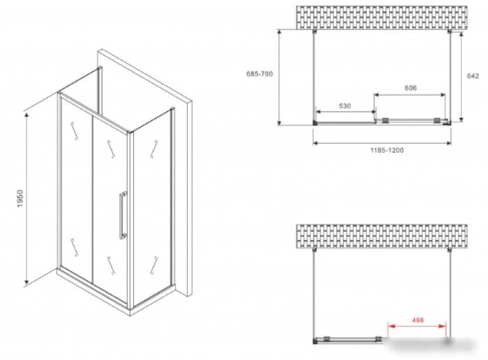 Душевой уголок Abber Schwarzer Diamant AG30120MH-S70M-S70M - фото товара
