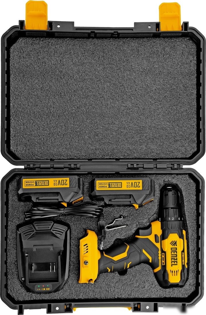 Дрель-шуруповерт Denzel CDQ-20 (с 2-мя АКБ, кейс) – фото товара